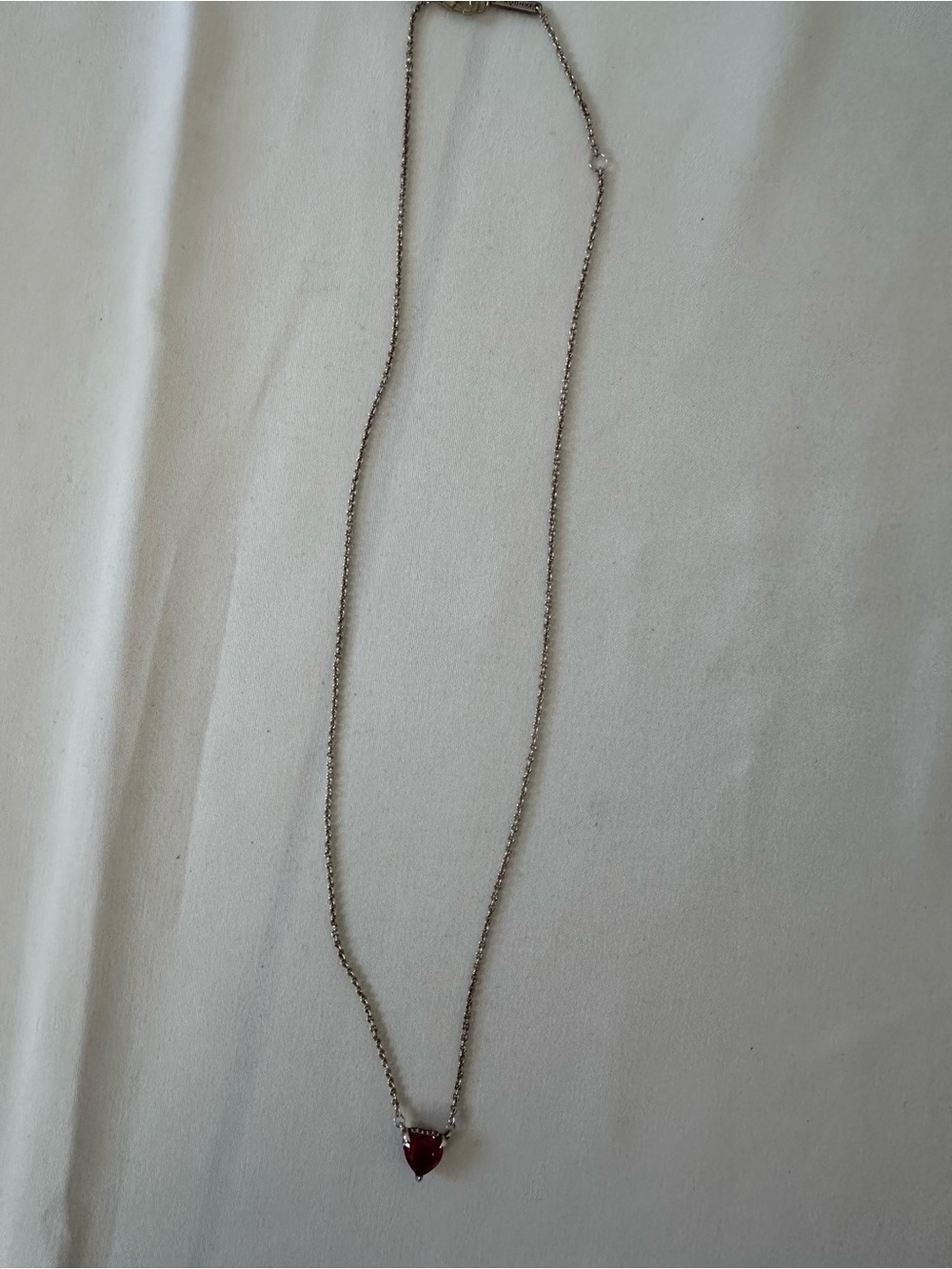 Pandora Silver Necklace with Red Heart Pendant